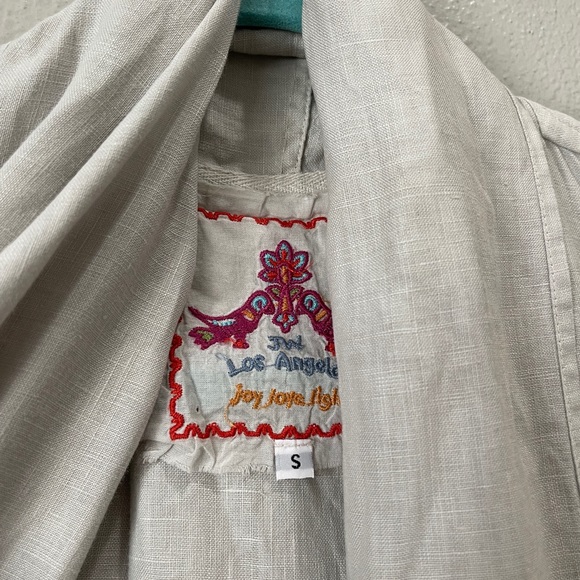 Johnny Was Los Angeles Linen Embroidered Tie Waist Vest Duster Kimono Long Line - Picture 5 of 12